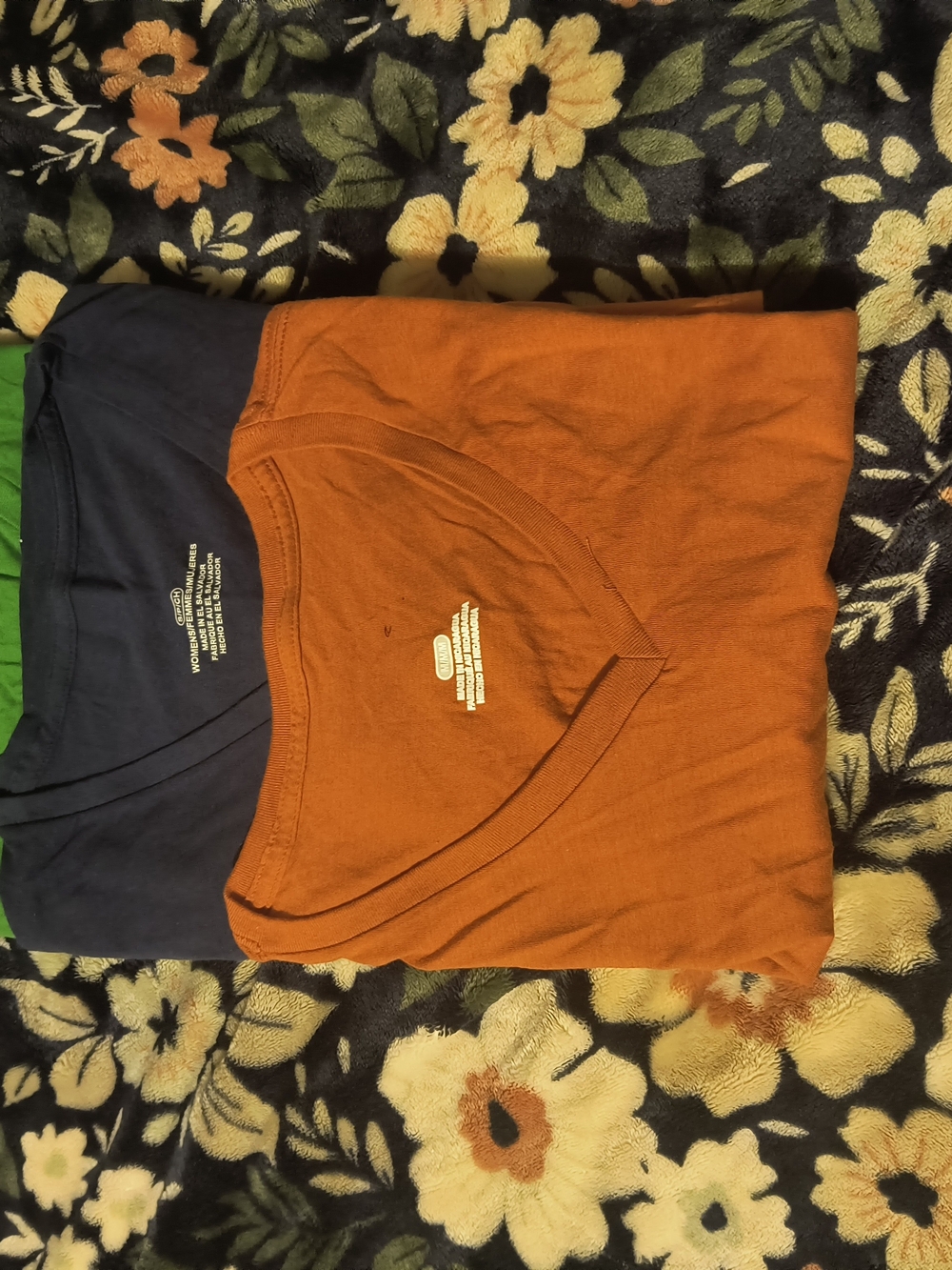 Source Unknown Women's V-neck Tee - Rust Orange and Navy Blue